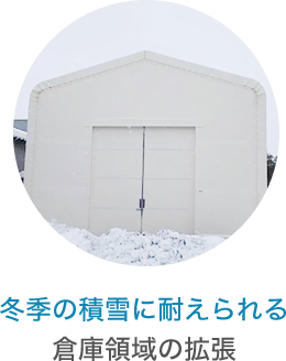 冬季の積雪に耐えられる倉庫領域の拡張