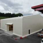 原料保管の為、確認申請型テント倉庫の新設設置